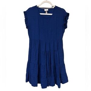 Knox Rose Womens Tiered Mini Dress Ruffle Sleeve Blue XS‎ Casual